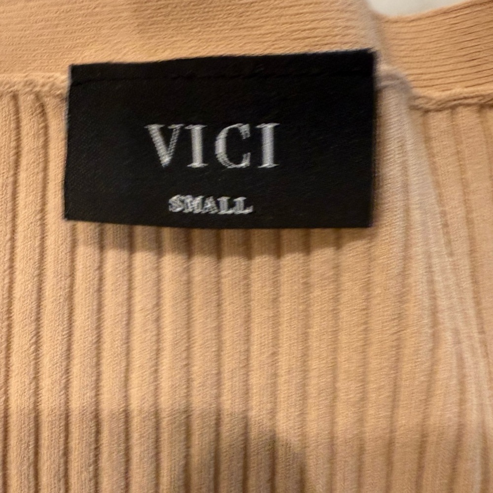 Vici Beige Ribbed Button-Up Bodysuit - Picture 2 of 5